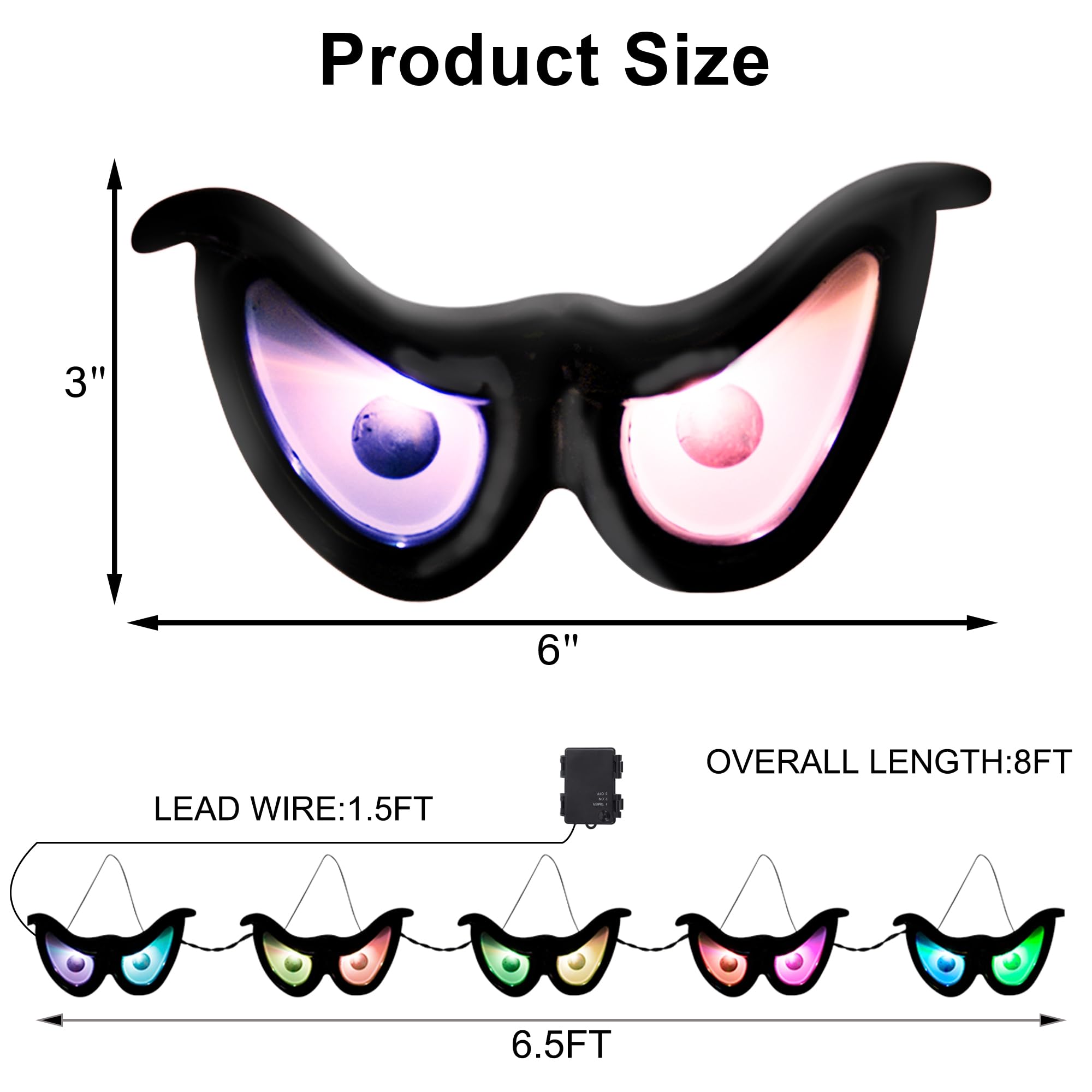 Close-up of YOFIT Halloween LED Eye String Lights showing eye design