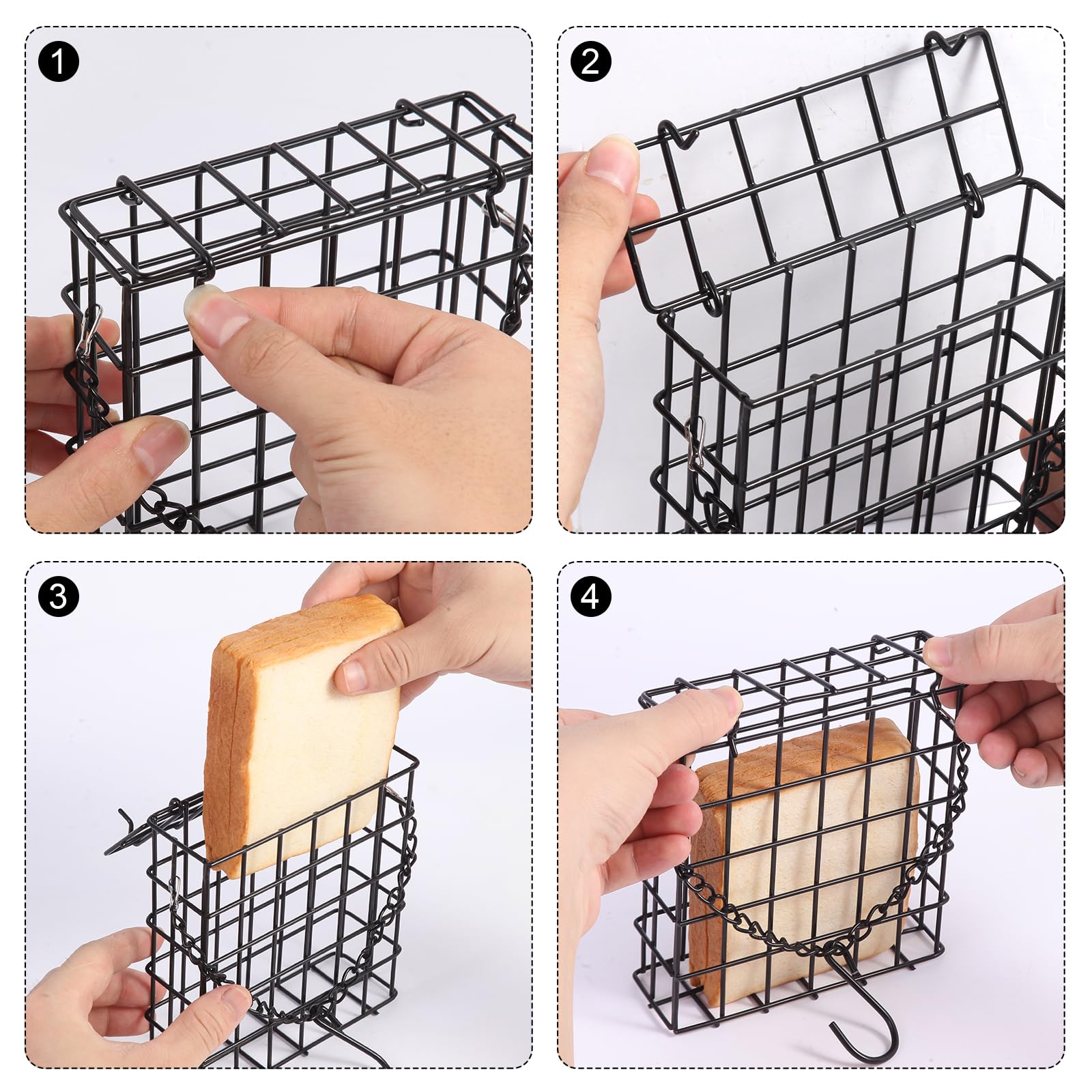 Close-up of Yojanner suet cage feeder locking system