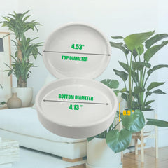 Close-up of Yukfona ceramic plant saucer showing smooth surface and round design
