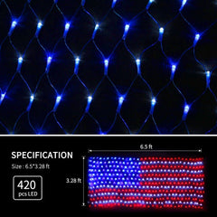 Close-up of YULIANG LED American Flag Lights showing vibrant colours
