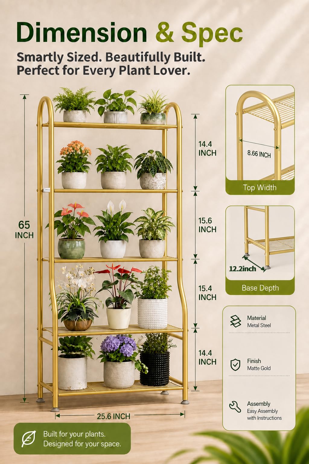 Close-up of Yutrchey plant stand showing tier structure