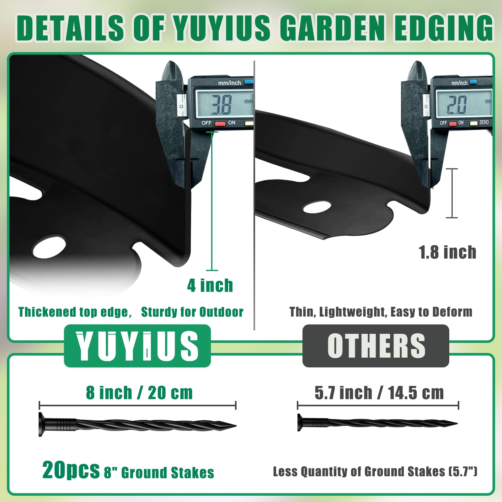 Close-up of YUYIUS Landscape Edging with stakes