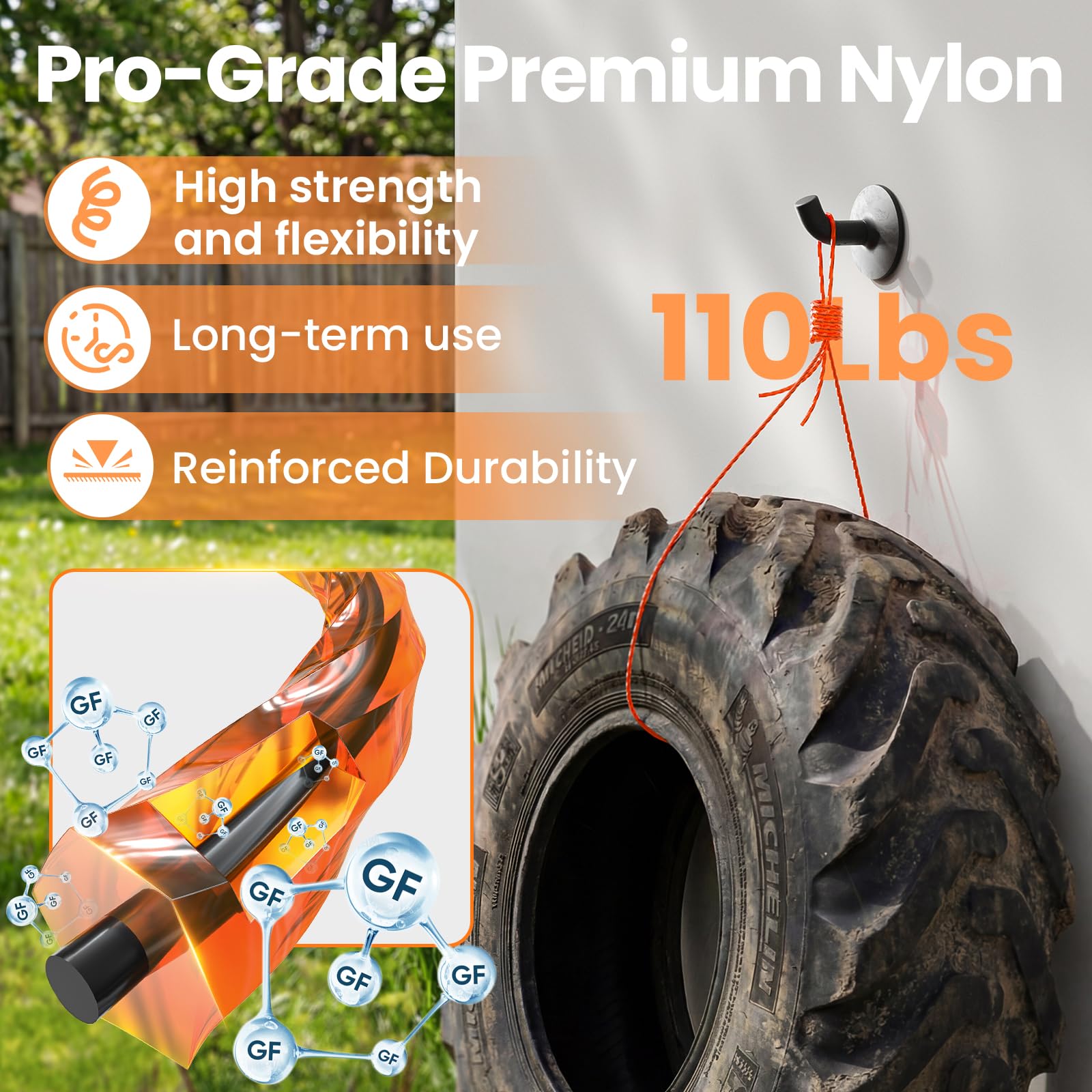 Close-up of YWTESCH 0.155-Inch Weed Wacker String hexagonal profile