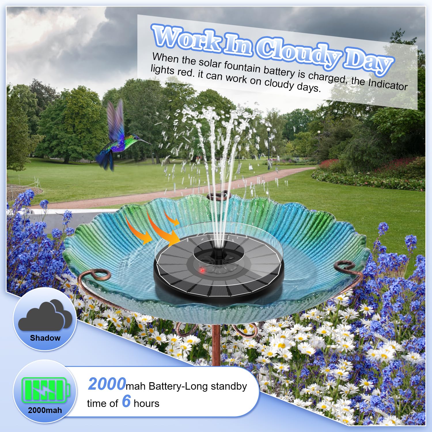 Close-up of Yzert Solar Fountain nozzles and filter cotton