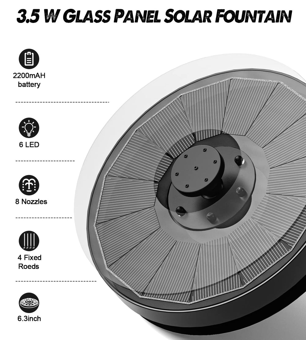 Close-up of Yzert Solar Fountain's glass panel and water nozzle