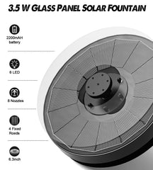 Close-up of Yzert Solar Fountain's glass panel and water nozzle