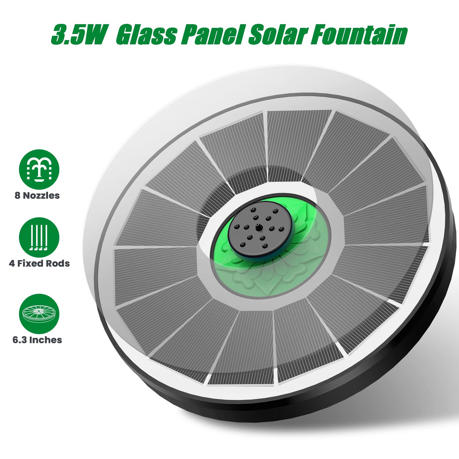 Close-up of Yzert Solar Fountain with nozzles