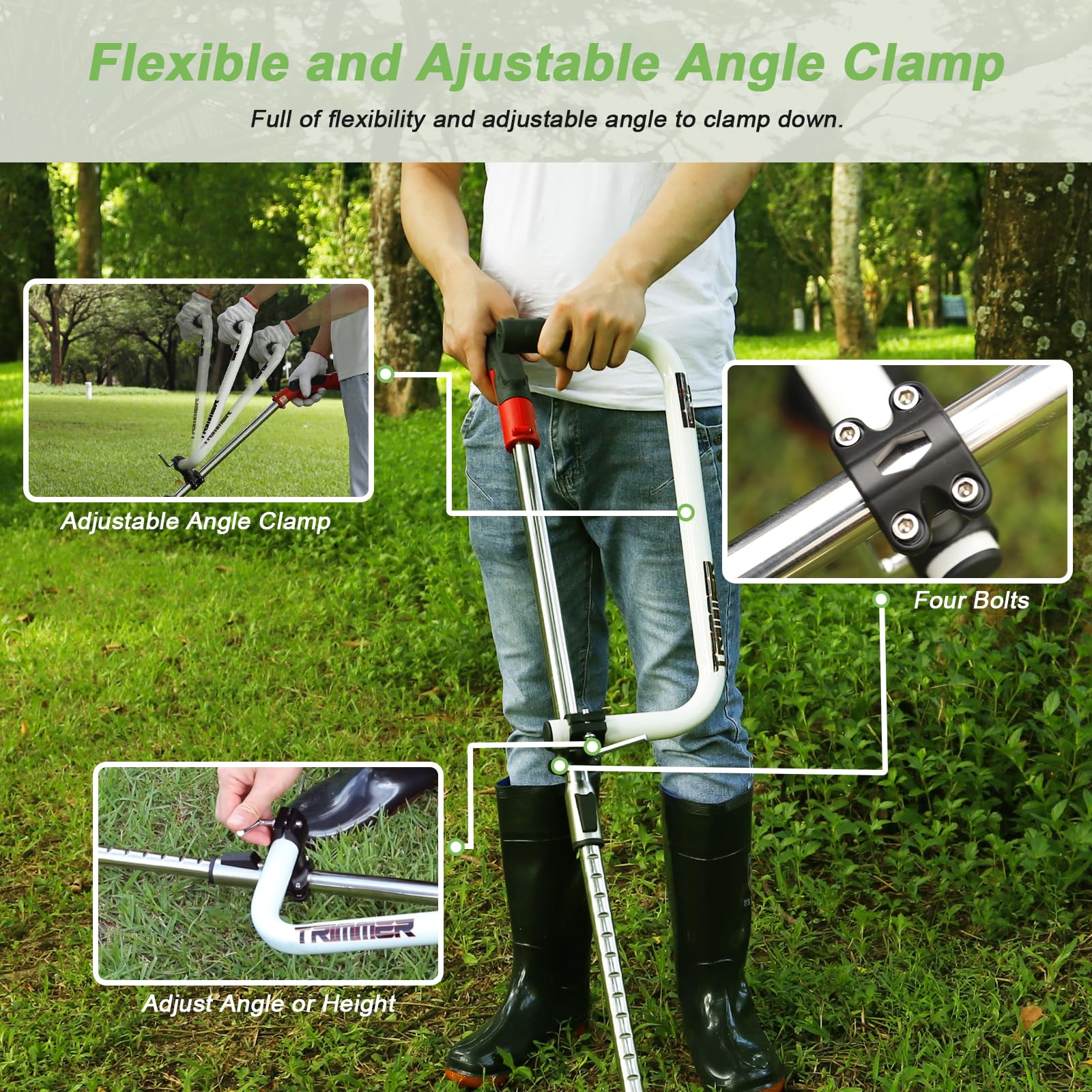 close-up of zamazi Weedeater Handle clamp mechanism