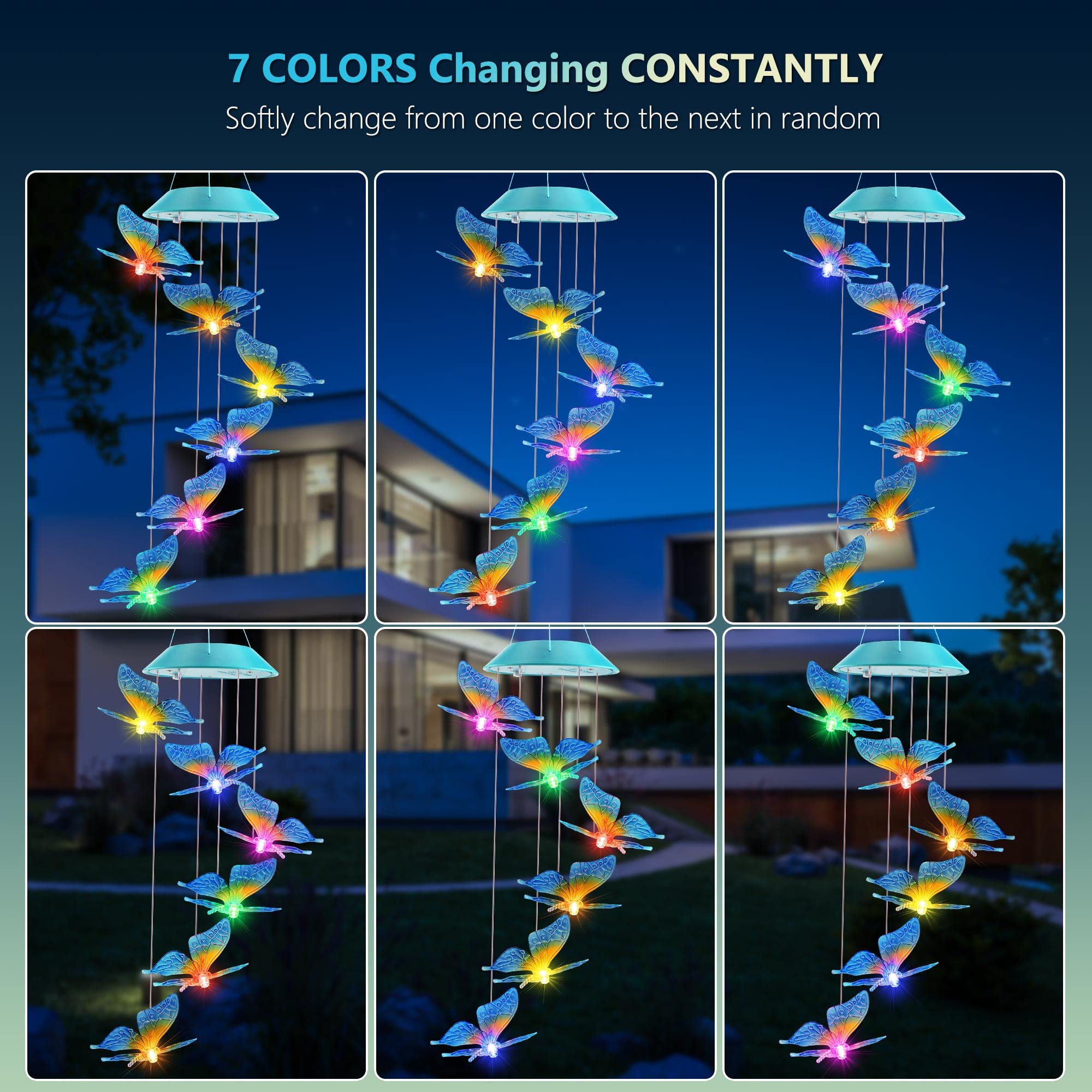 Close-up of Zeiliuled Solar Wind Chimes solar panel