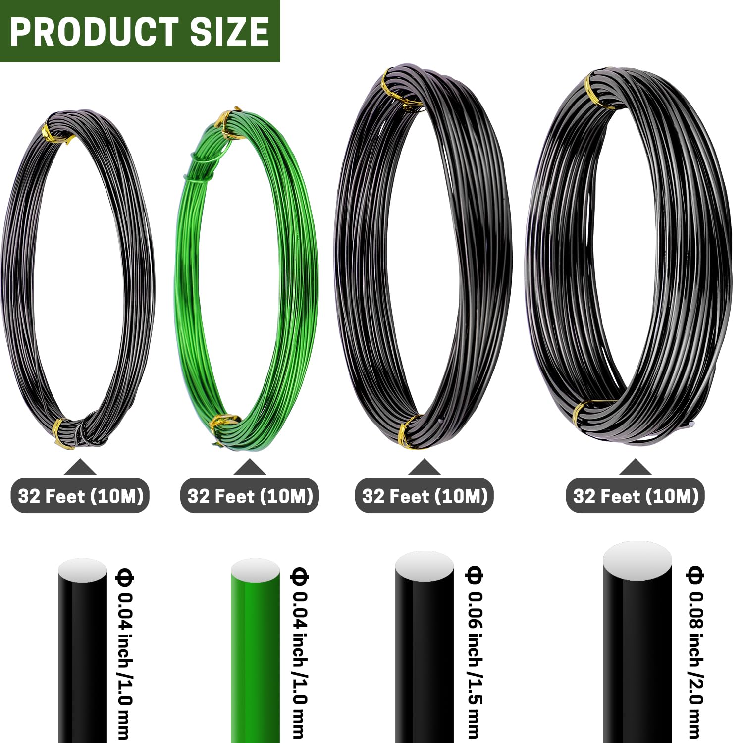Close-up of ZELARMAN Bonsai Training Wire in green color