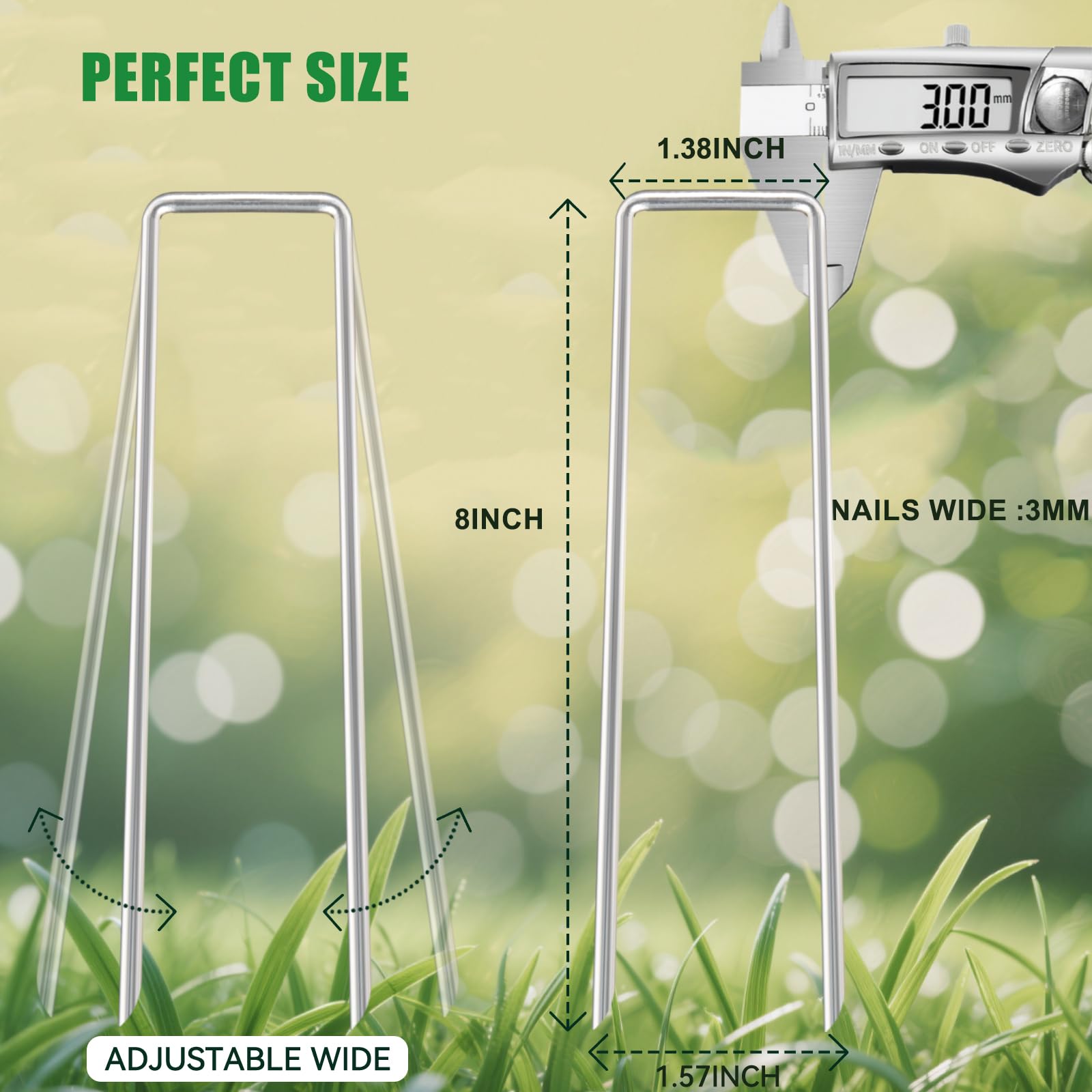 Close-up of Zevlux 11-gauge heavy-duty garden stakes
