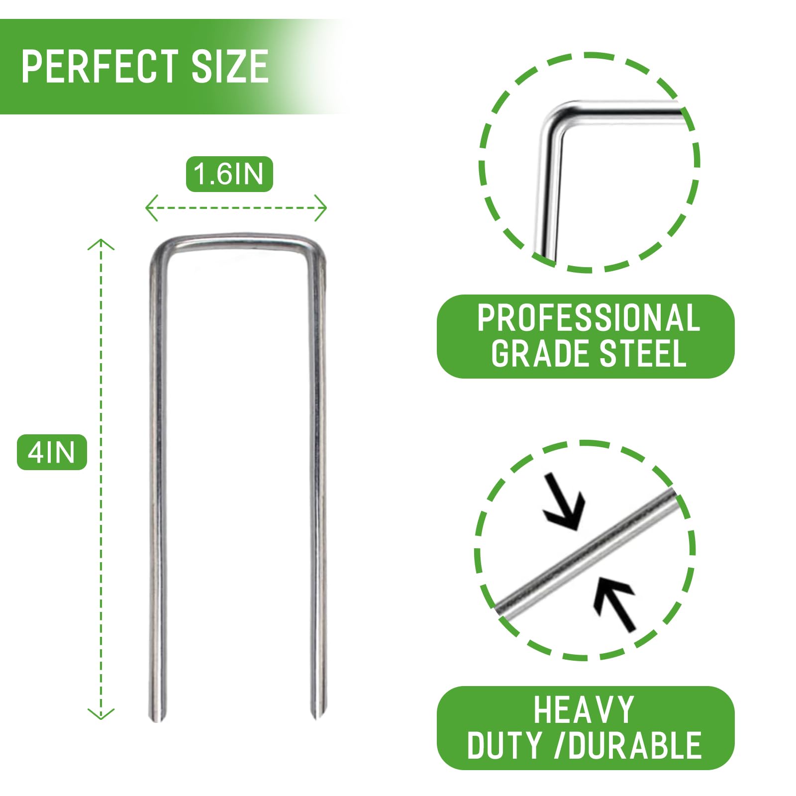 Close-up of Zevlux galvanized garden stake sharp tip
