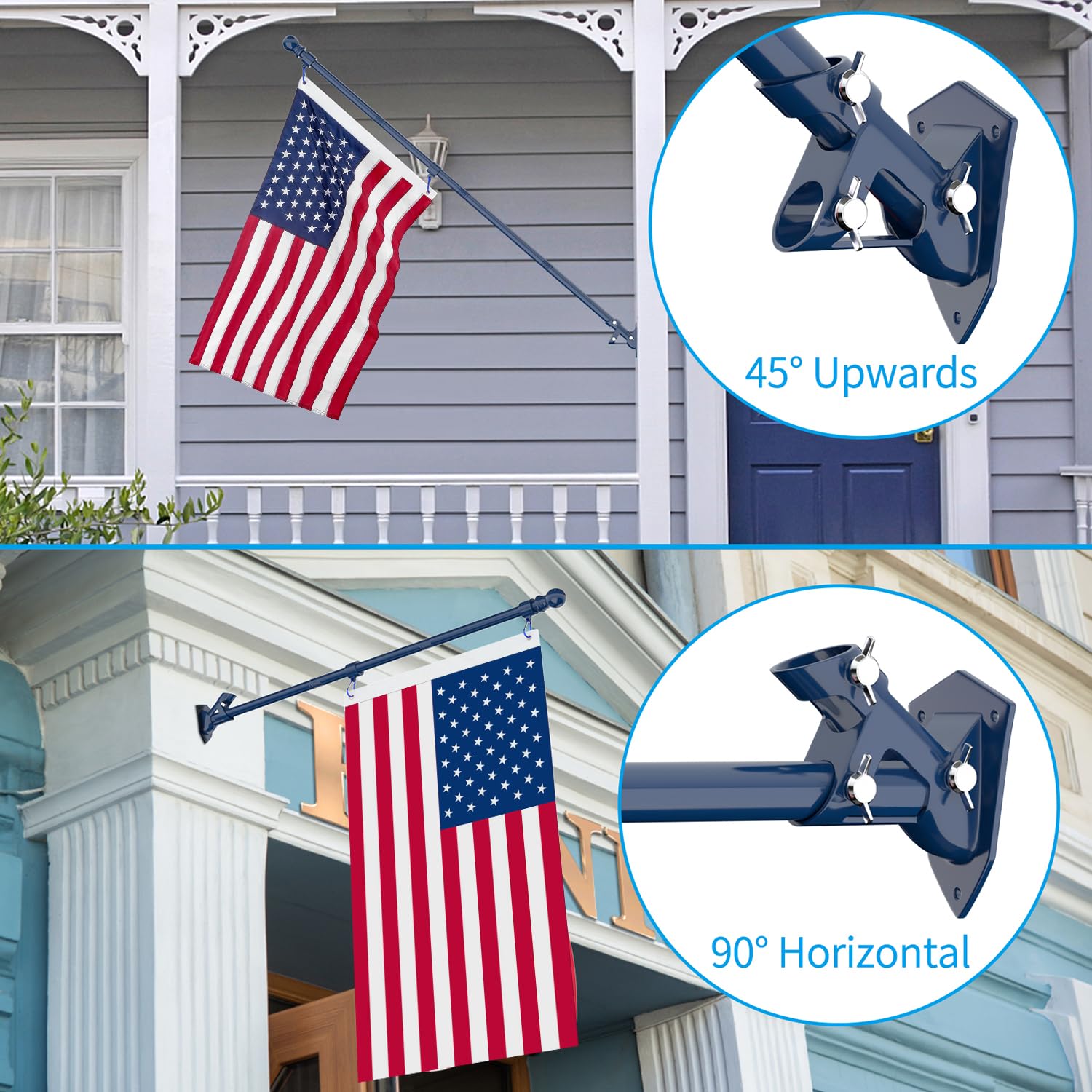 Close-up of ZMTECH flag pole bracket with protective bar