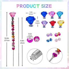 Close-up of ZSlactp Fairy Wand components including beads and pendants