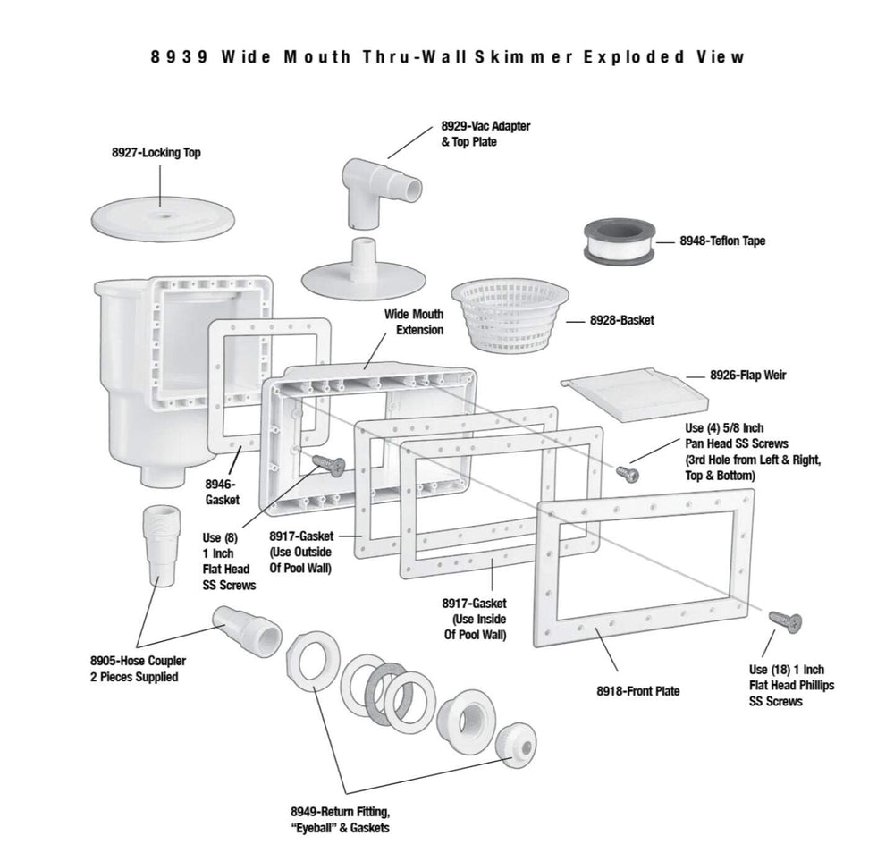 Close-up view of ATIE Pool Skimmer Vacuum Plate materials