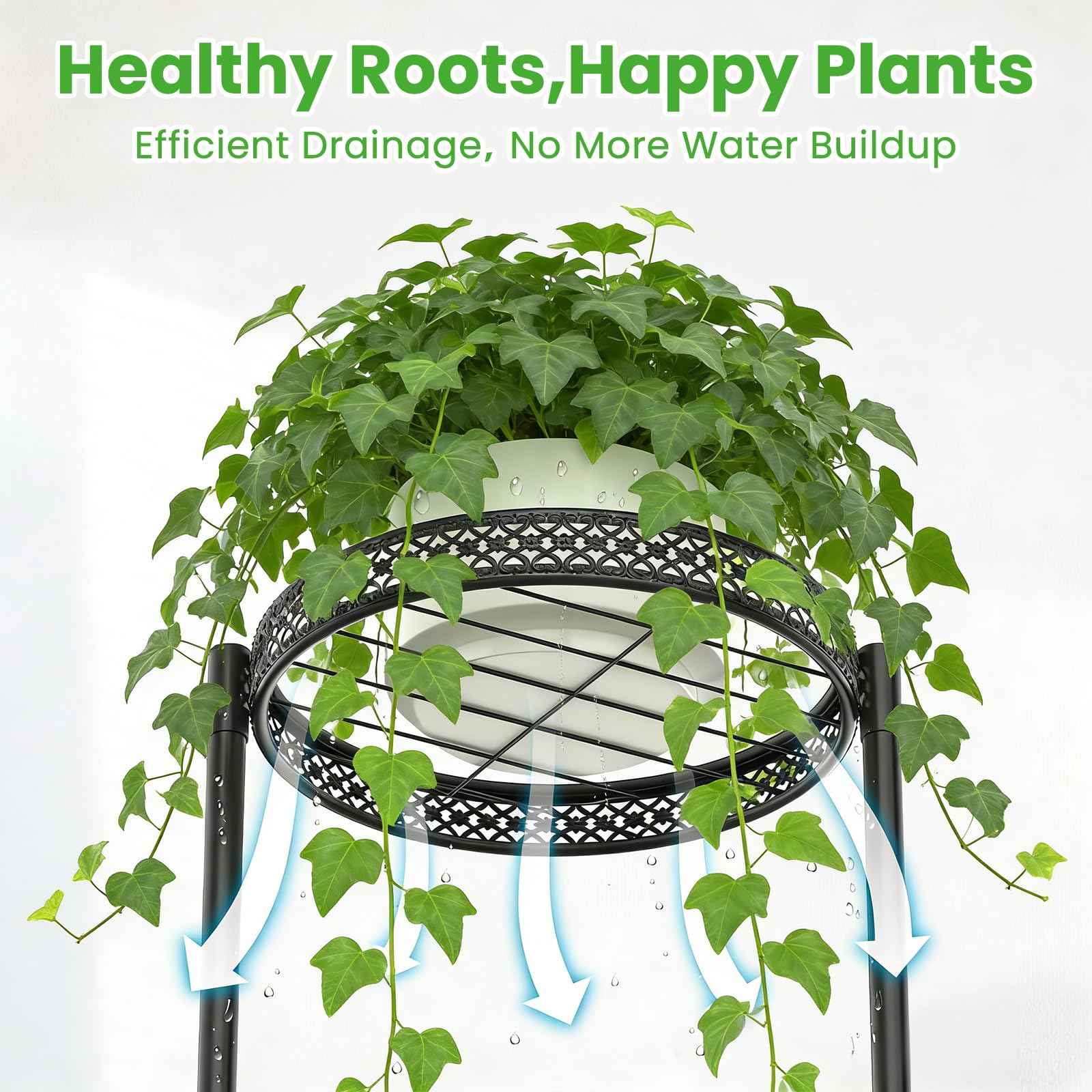 Close-up view of Atpddpey 3 Tier Corner Plant Stand's adjustable foot pads