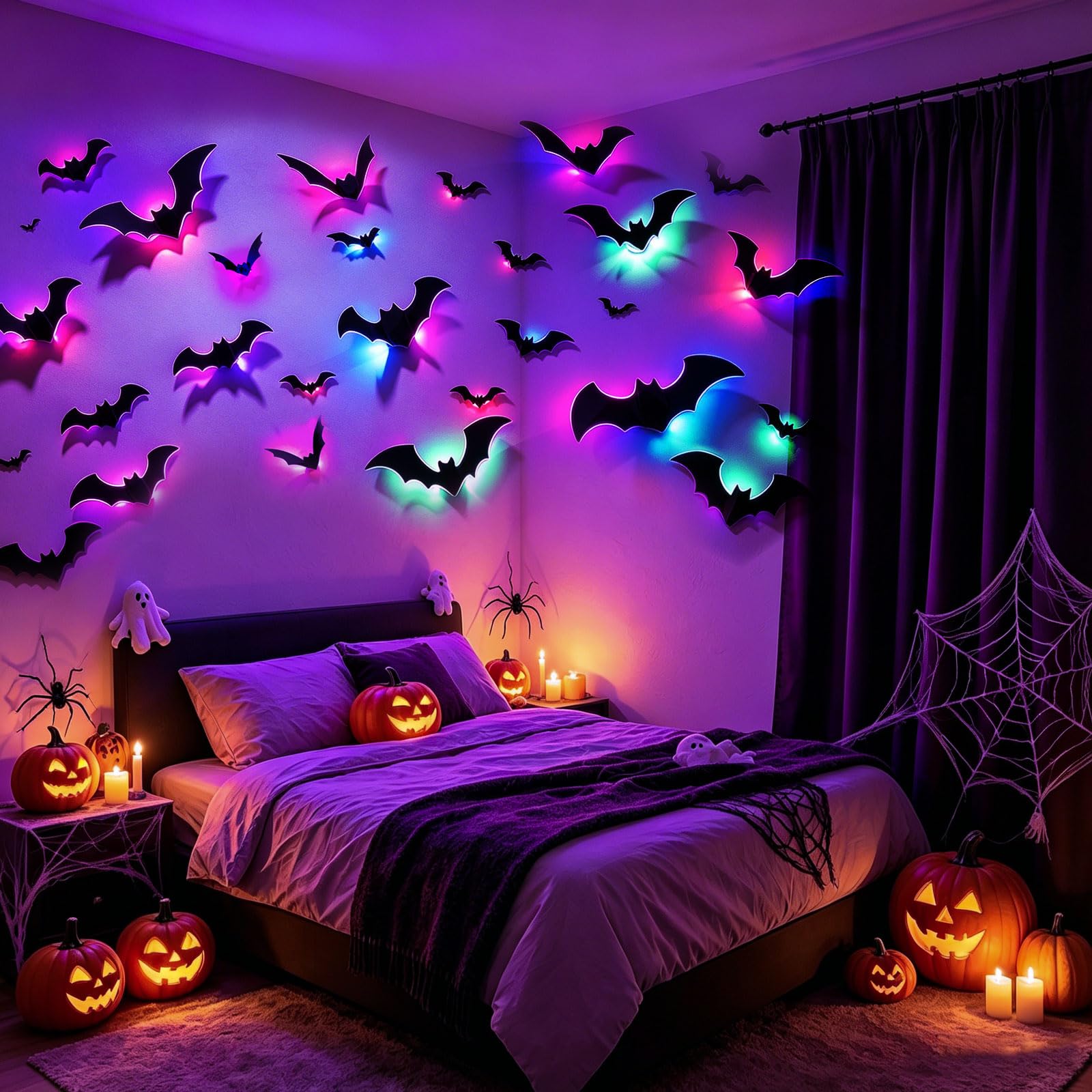 Close-up view of CCINEE bats glowing in the dark