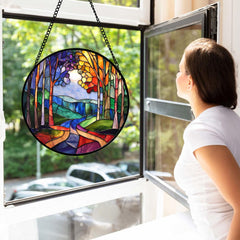 Close-up view of DASTOLL stained glass suncatcher patterns