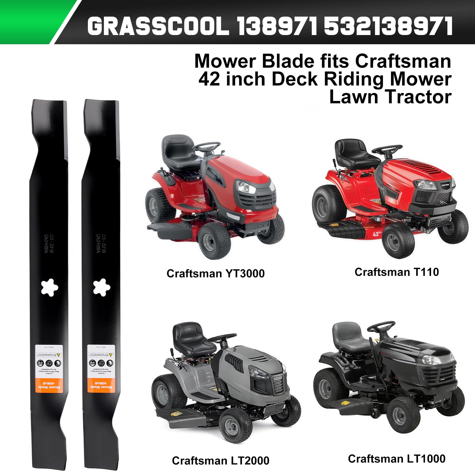 Close-up view of Grasscool mower blade cutting edge