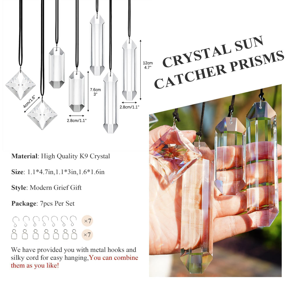 Close-up view of HDCRYSTALGIFTS Clear Crystal Prisms showing rainbow reflections
