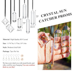 Close-up view of HDCRYSTALGIFTS Clear Crystal Prisms showing rainbow reflections