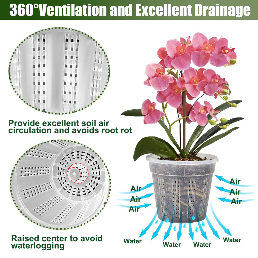 Close-up view of HOLANHING orchid pot drainage holes