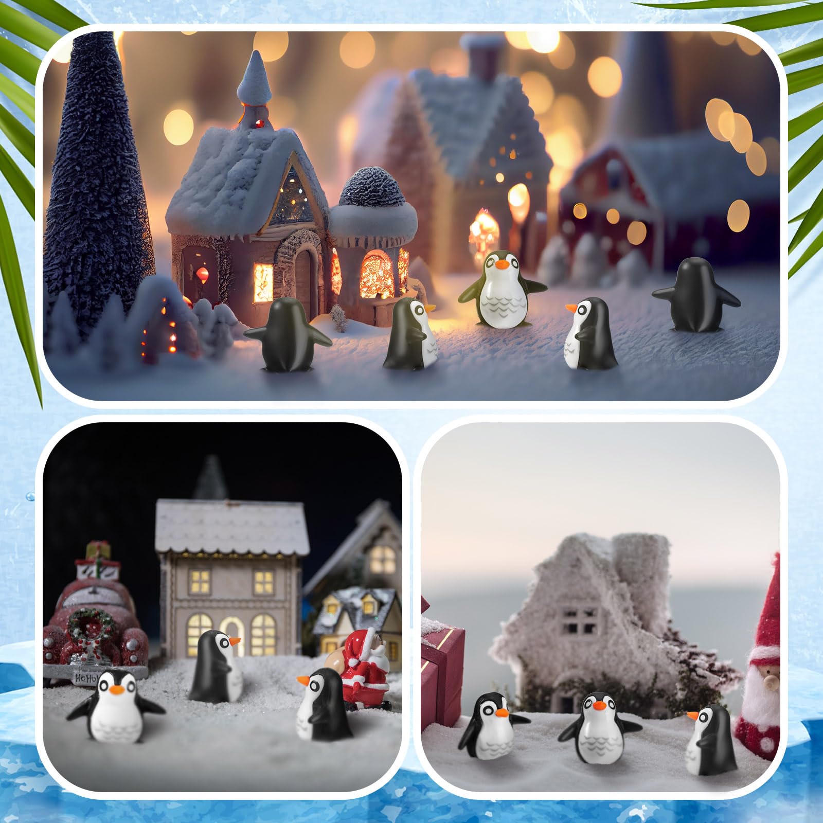 Close-up view of JellyArch resin penguin figurines showing details