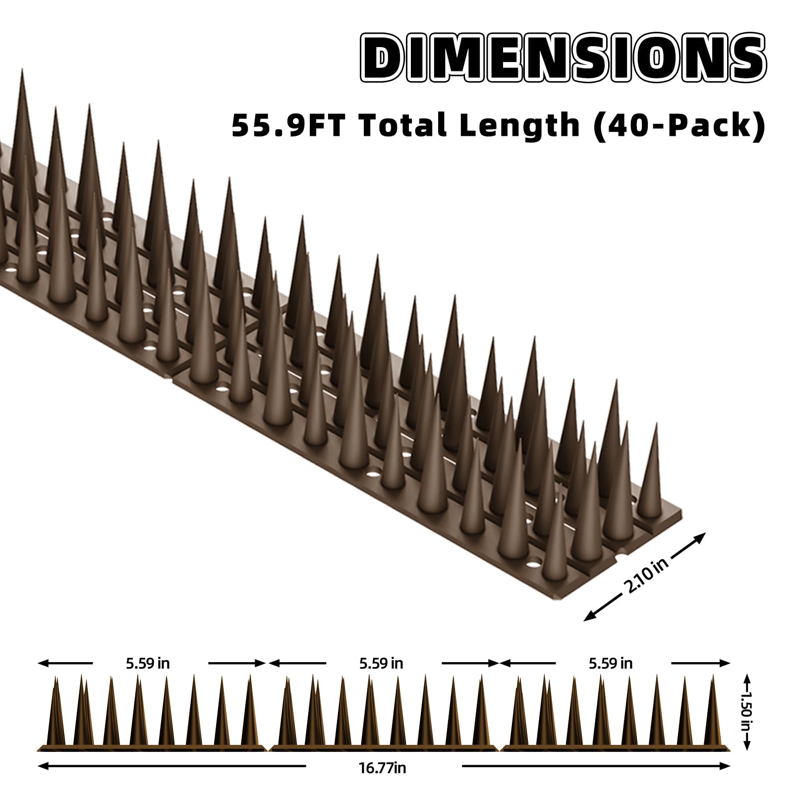 Close-up view of LavviTech bird spikes on a fence