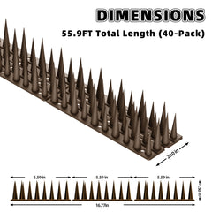 Close-up view of LavviTech bird spikes on a fence