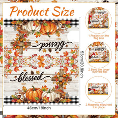 Close-up view of Luvsweets Fall Mailbox Cover showing autumn leaves and cross