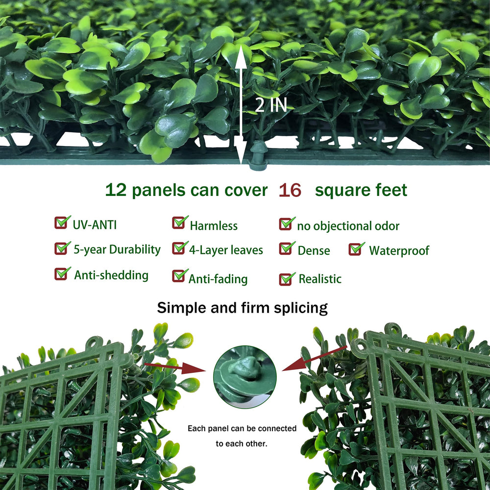 Close-up view of ODTORY artificial hedge leaves