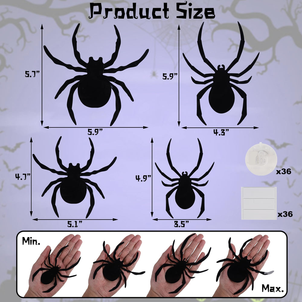 Close-up view of purple LED Halloween spiders