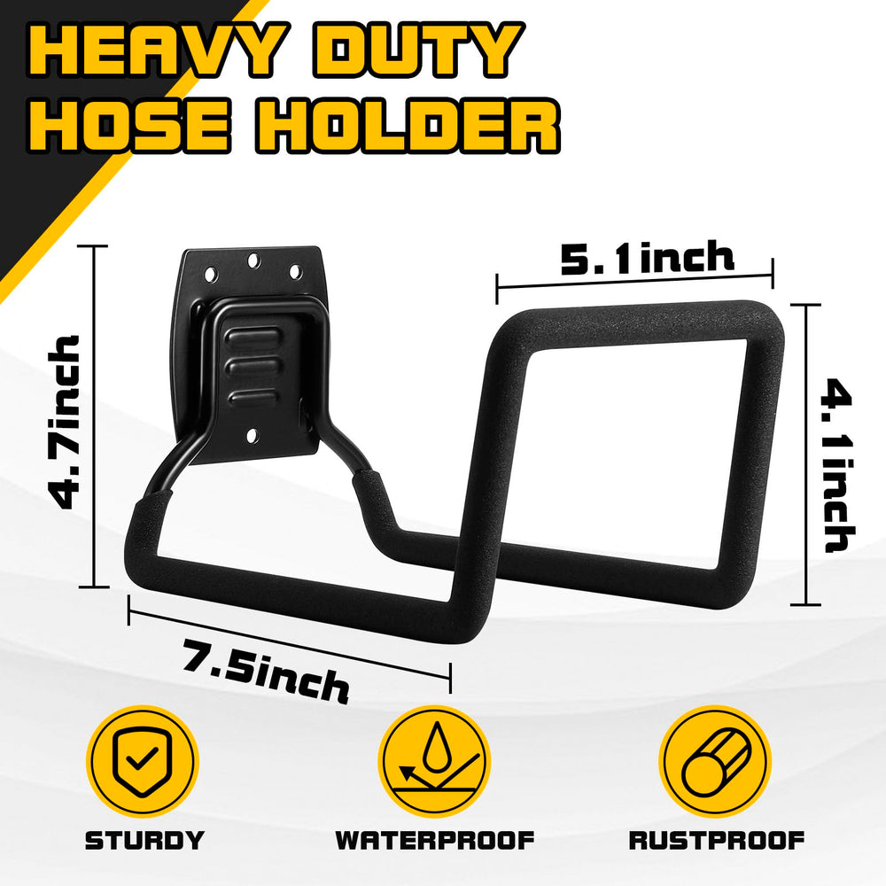 Close-up view of QMSK Garden Hose Holder with mounting screws