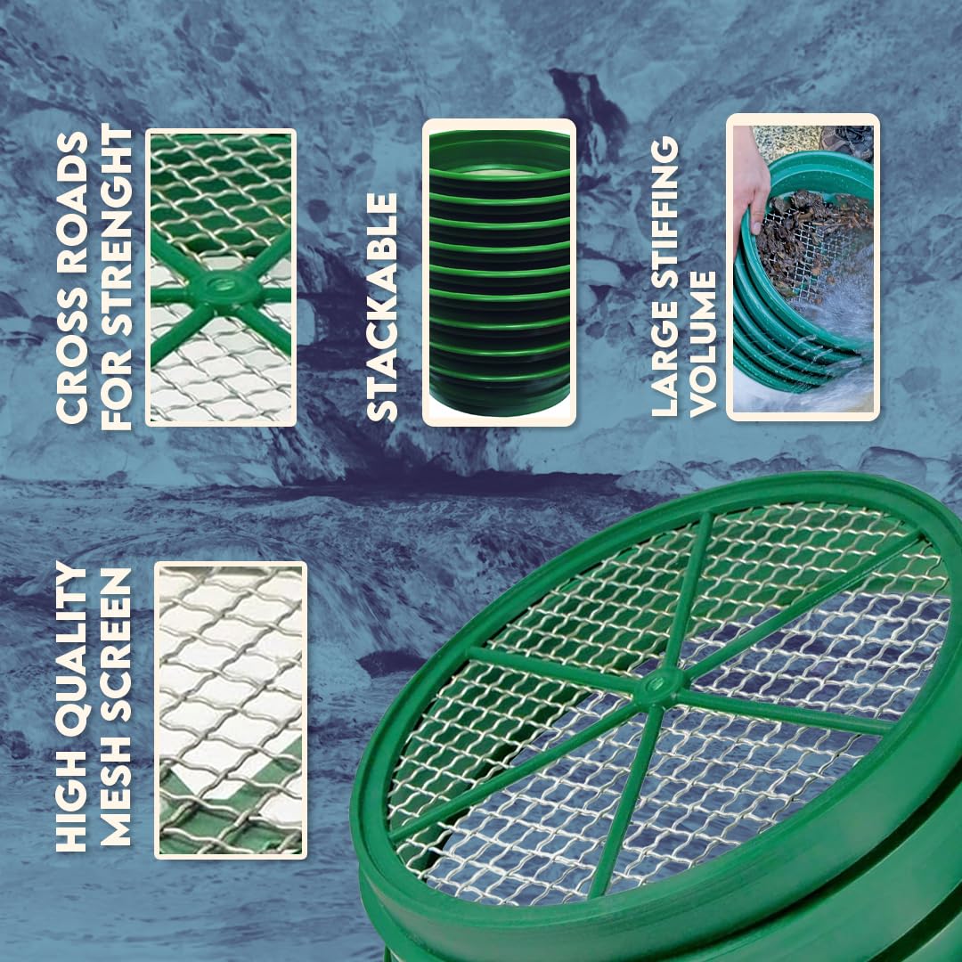Close-up view of SE 13.25 Inch Stackable Classifier Pan, showing stainless steel mesh