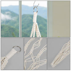 Close-up view of Sliverdew cotton macrame plant hanger