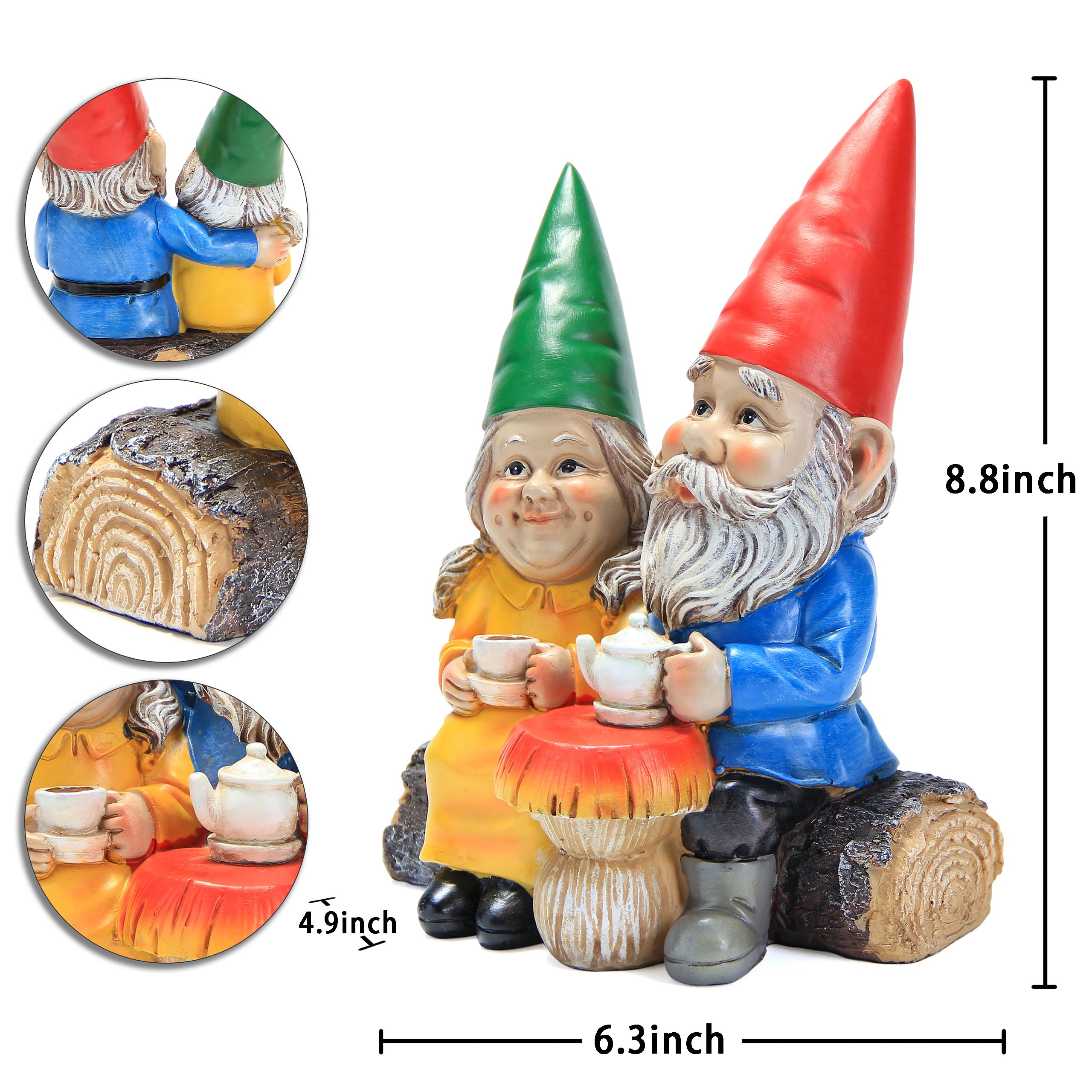 Close-up view of Smadeer gnome couple enjoying coffee
