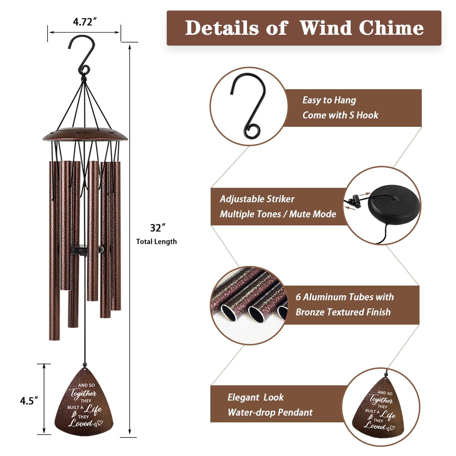 Close-up view of Soopau wind chimes showing harmonious sound tubes