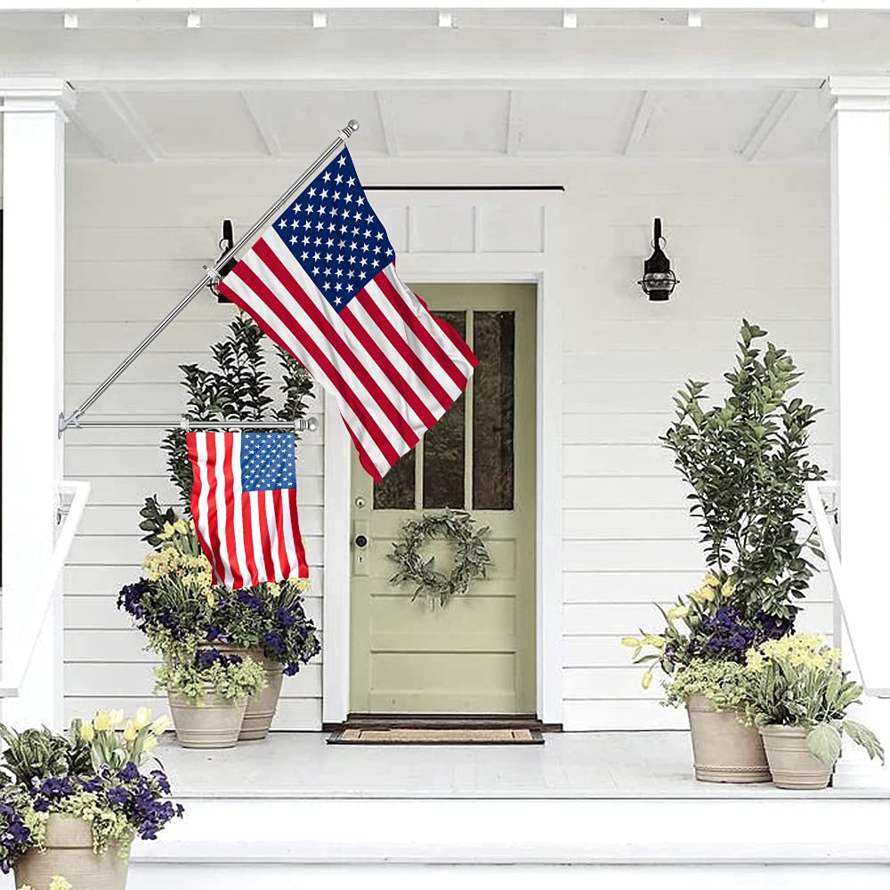 Close-up view of stainless steel flag pole