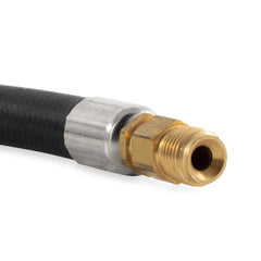 Close-up view of the ACME nut on Camco propane hose