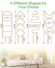 Close-up view of the gold metal trellis for potted plants