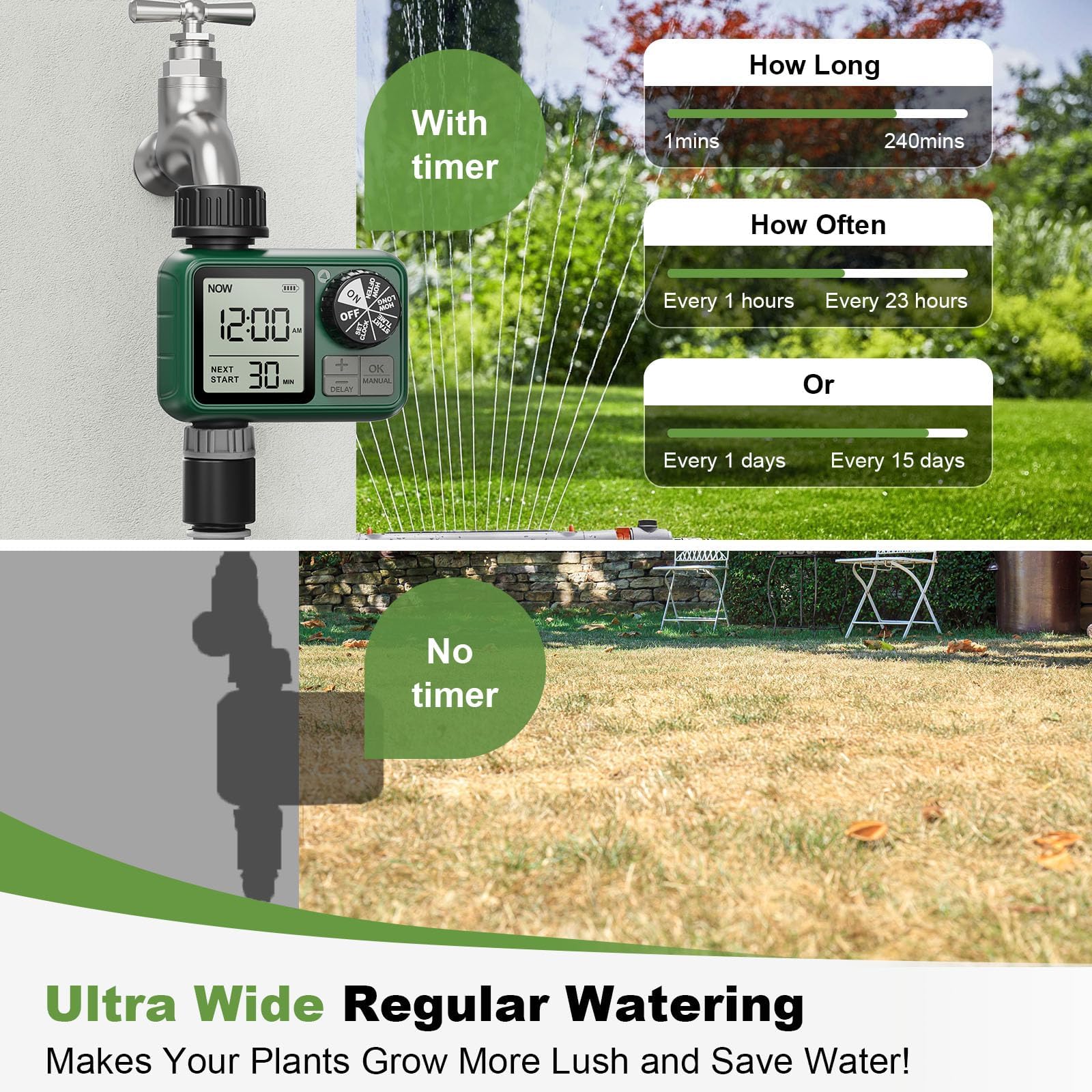 Close-up view of the mesh filter in XinFuture water timer