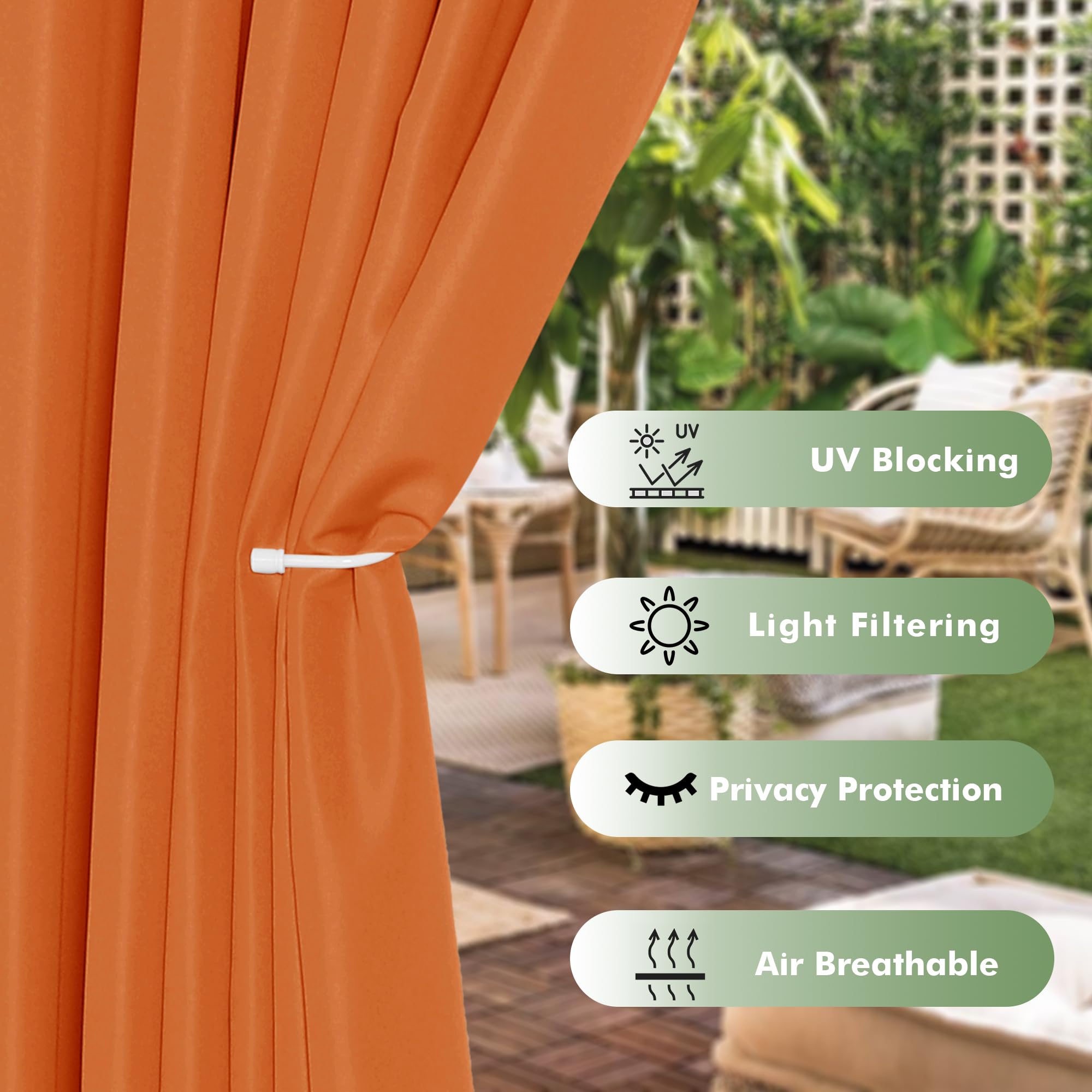 Close-up view of the waterproof fabric of HolidayIdeas Outdoor Curtains