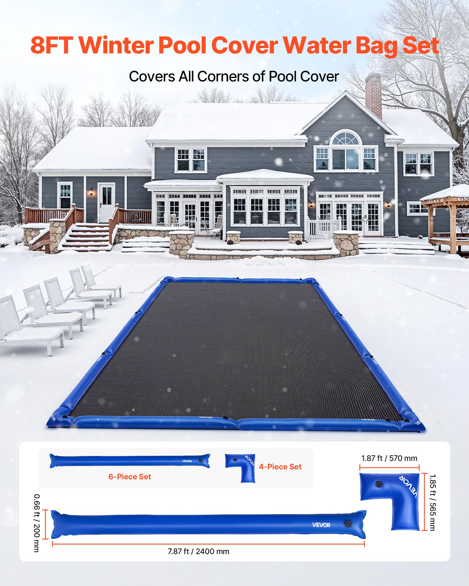 Close-up view of VEVOR pool cover water bag with twist-lock cap