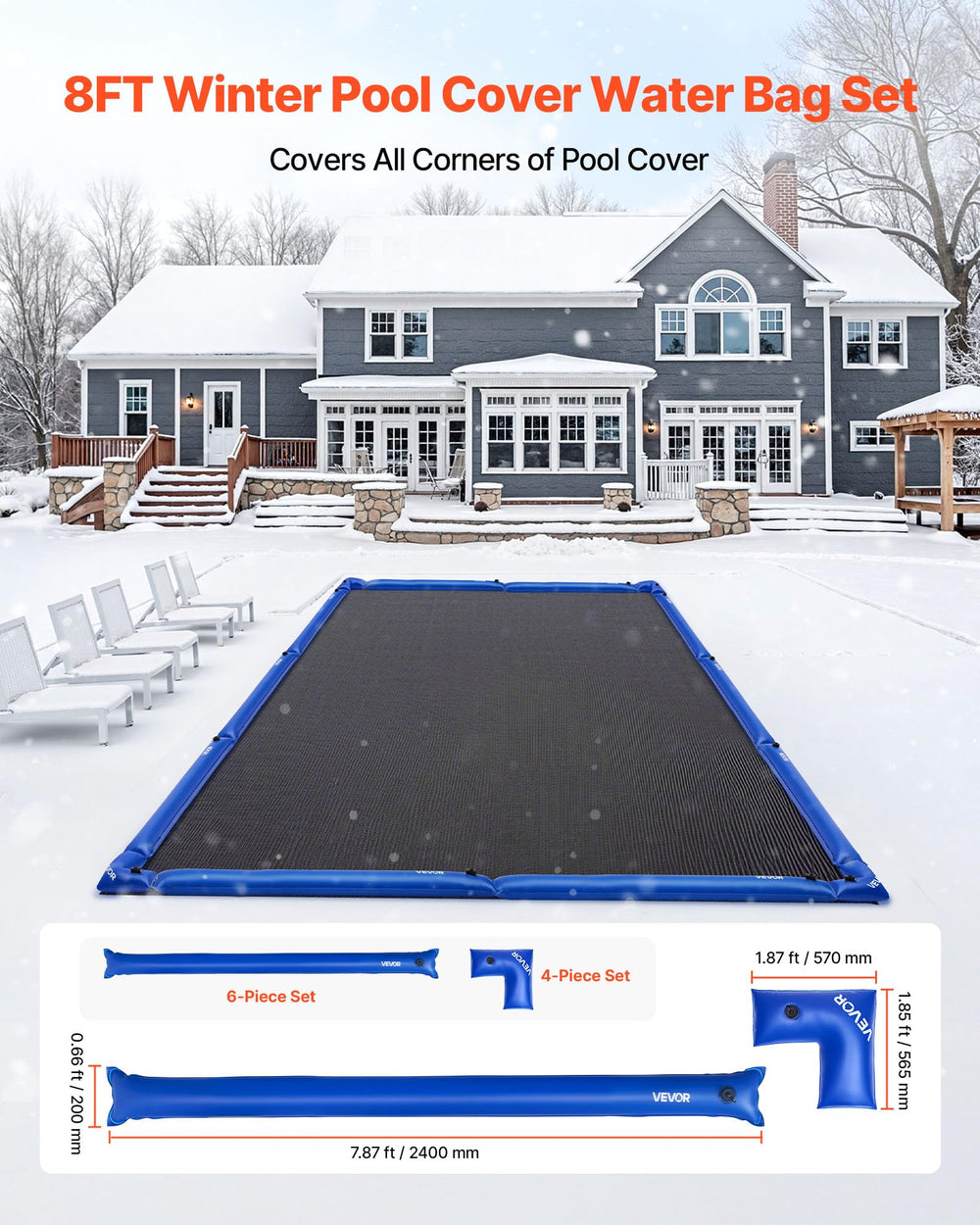 Close-up view of VEVOR pool cover water bag with twist-lock cap