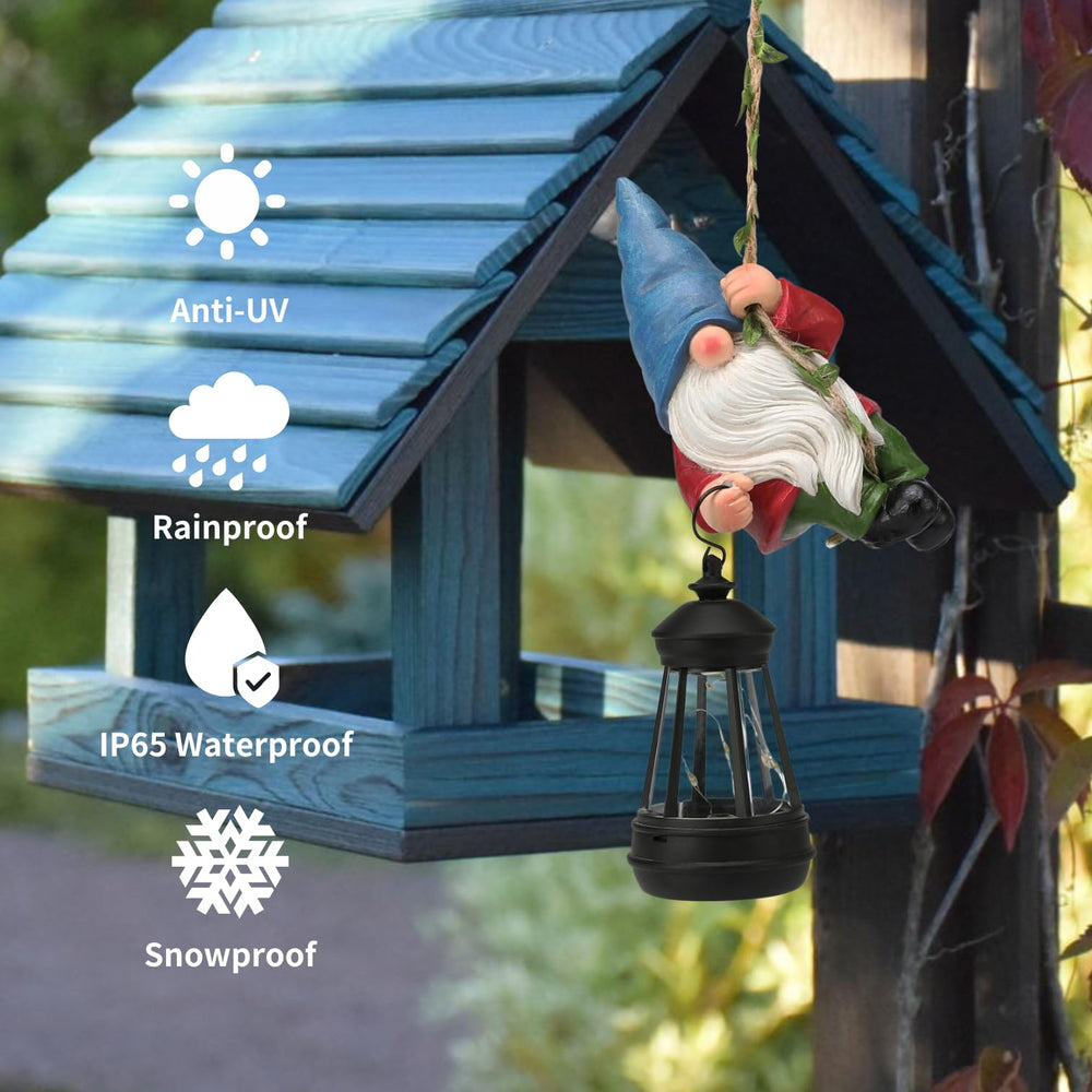 Close-up view of WONDHOME gnome's solar lantern