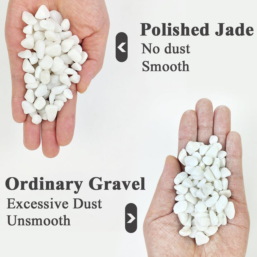 Close-up view of YISZM white gravel pebbles