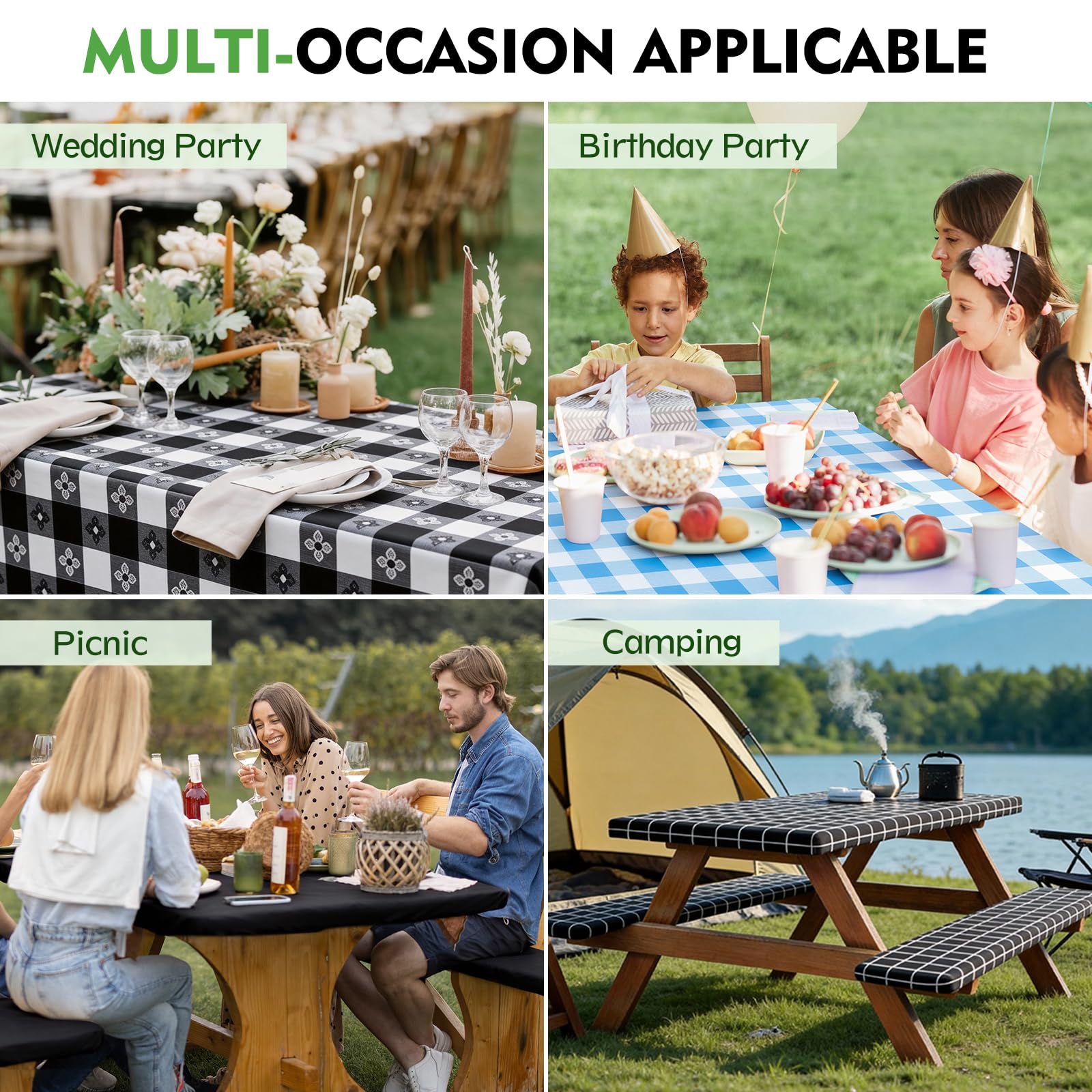 Clothclose picnic table cover rolled up in the included drawstring bag