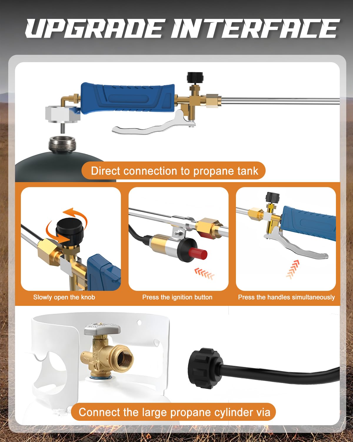 Clozpleax Propane Torch Weed Burner in use on driveway