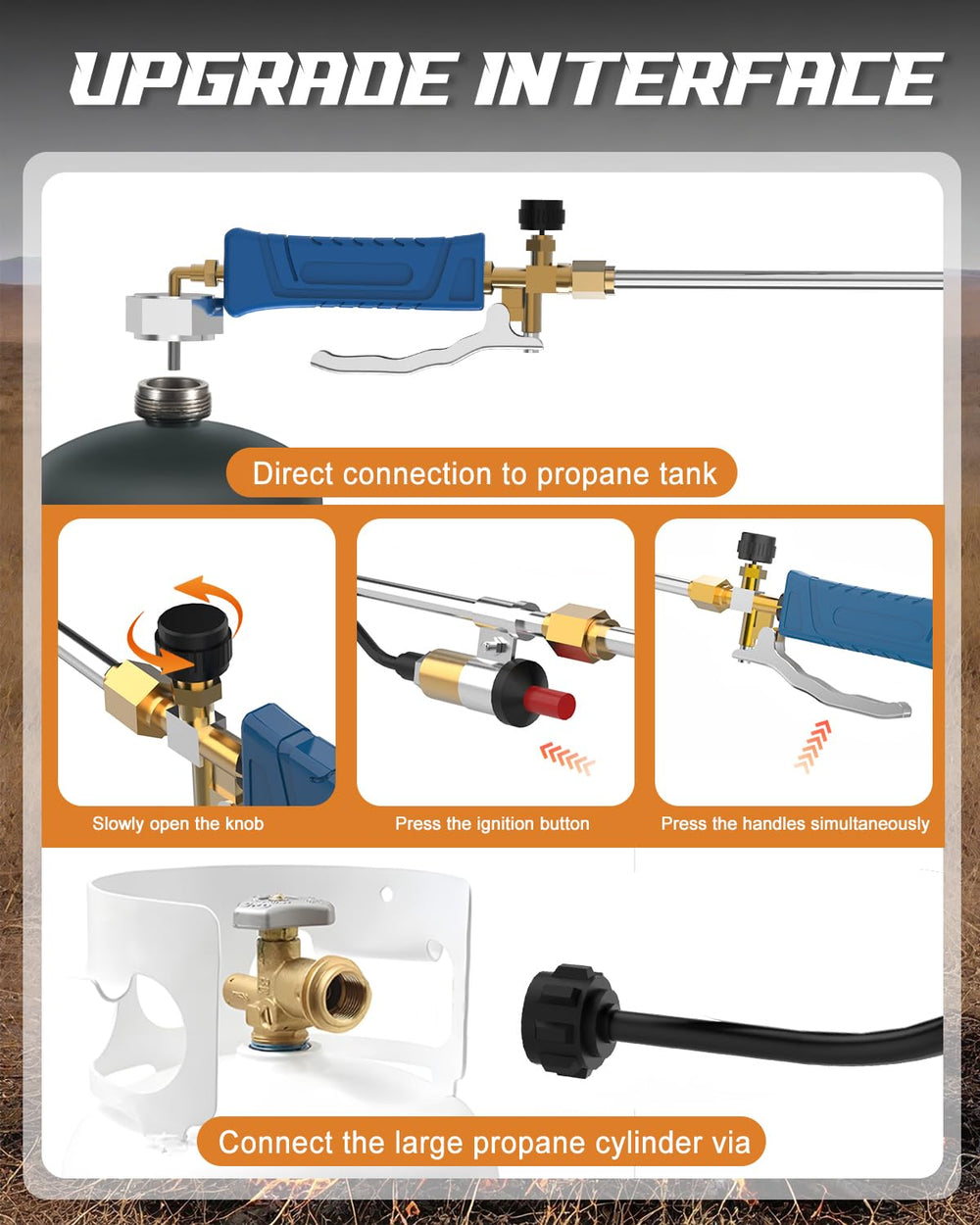 Clozpleax Propane Torch Weed Burner in use on driveway