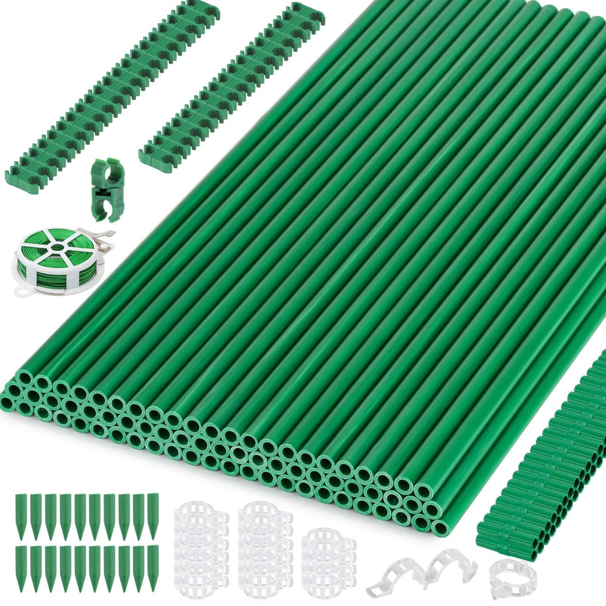 Cludoo 232PCS Garden Stakes Set with accessories and clips